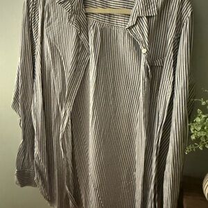 Old Navy Navy and White Striped Classic Shirt